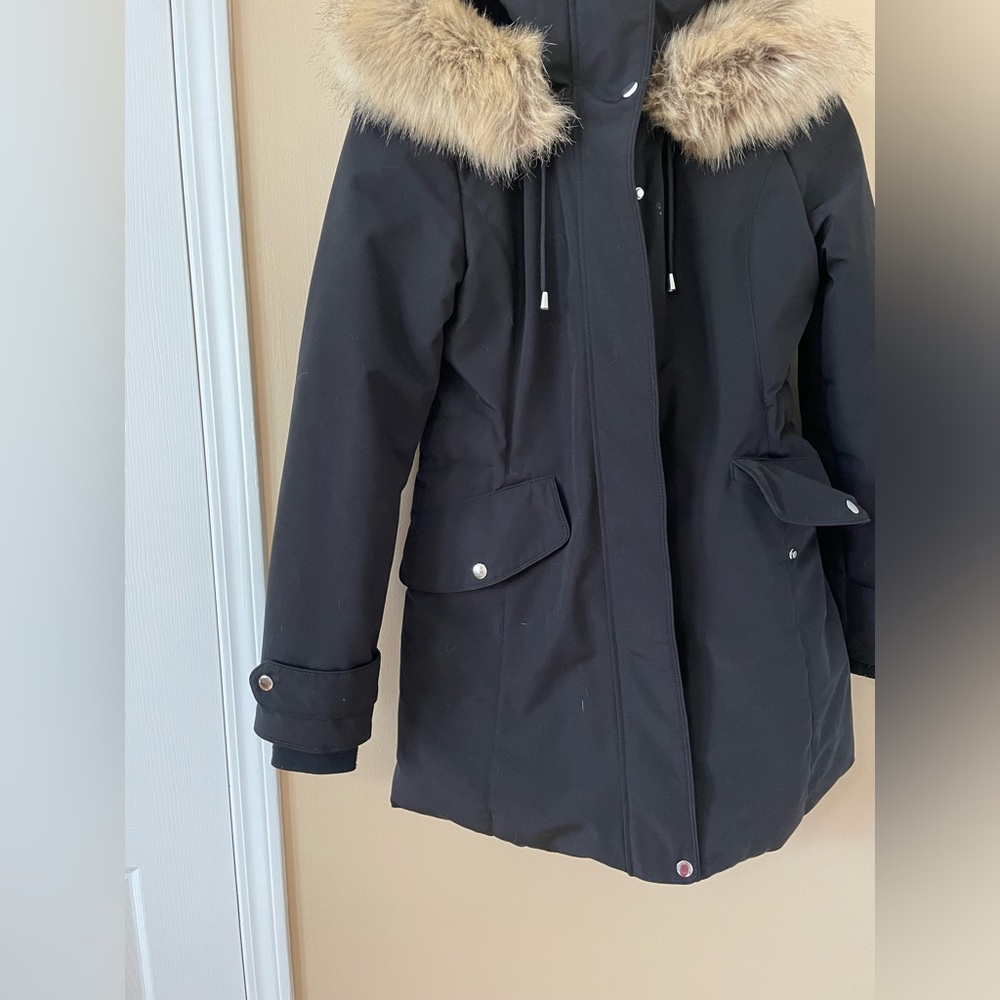 Zara Black Parka Faux Fur Trim